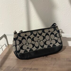 Coach Black and Cream Signature Clutch